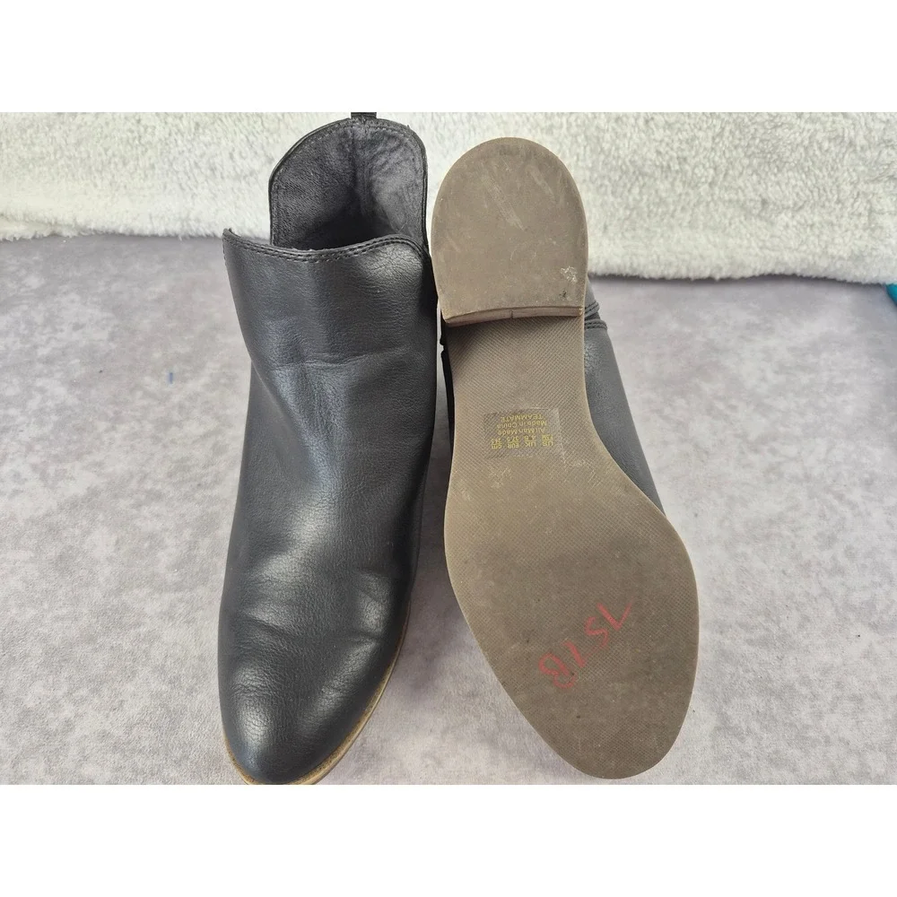 Dr. Scholls Teammate Black Faux Leather Ankle Boots Block Heel Womens 7.5M